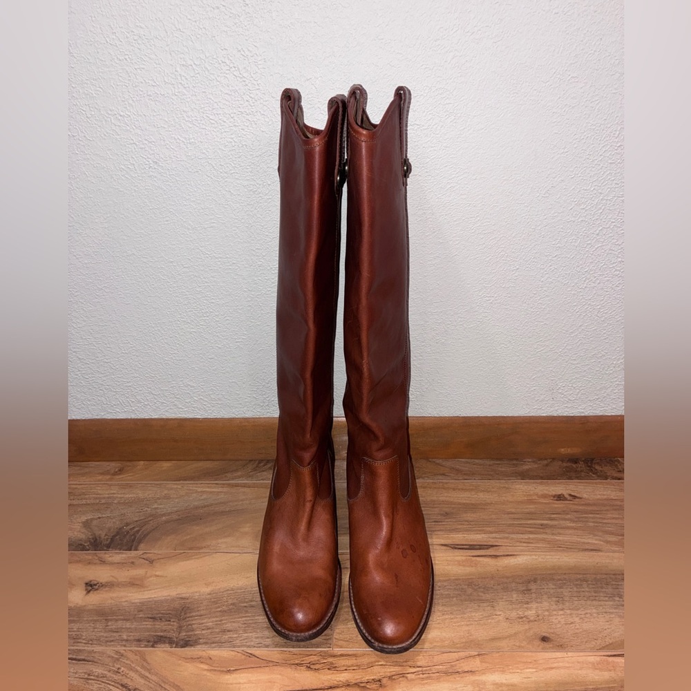 Frye Women's Jackie Button Tall Leather Riding Boots, conic - size 10 - Picture 6 of 12